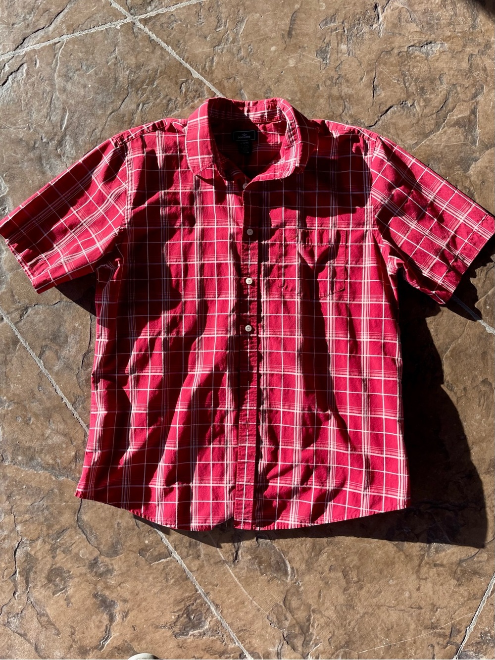 Dockers Red Plaid Short-Sleeve Button-Down Shirt